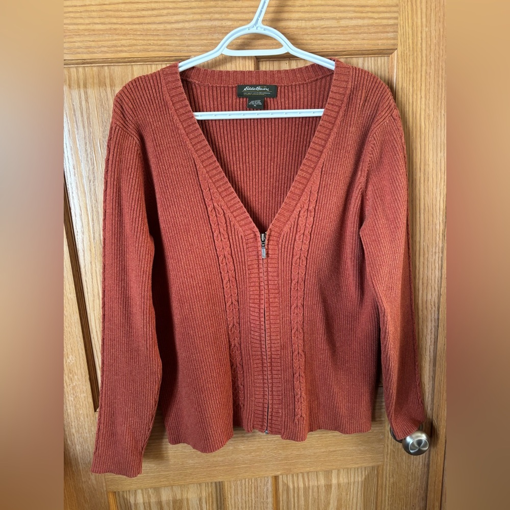 #25 Eddie Bauer Cotton Ribbed Zip Up 22-25” PTP